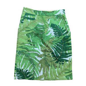 Anthropologie Vanessa Virginia Pencil Skirt Tropical Leaf Print Pockets Sz 0